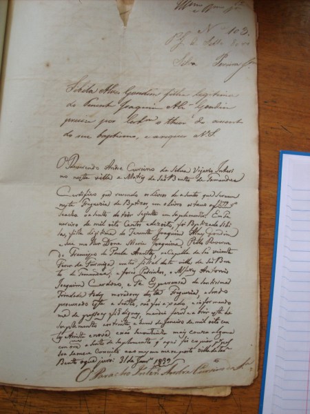 CERTIDÃO DE BATISMO DE SIBILA, MAE DE MARIA BERNARDES DA SILVEIRA